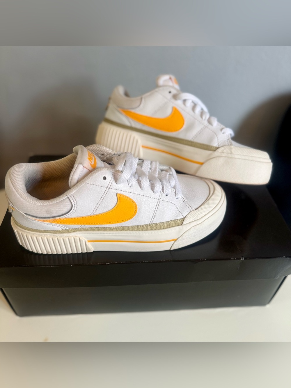 Nike Women’s Court Legacy Lift White/ Laser Orange/ Team Gold